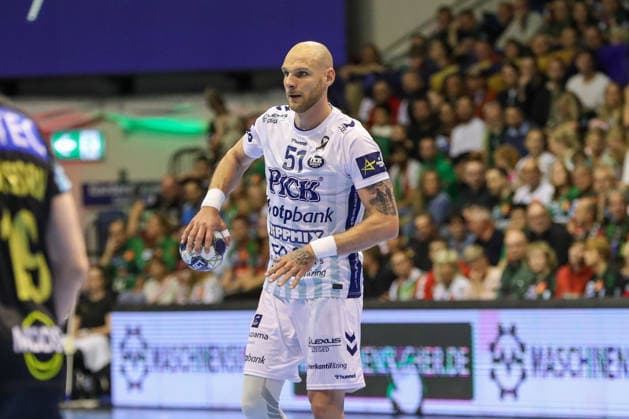 07.05.2026, xgox, Handball - EHF Champions League - 1 4 Finale SC Magdeburg - Pick Szeged v.l. Borut Mackovsek (Szeged, 51) am Ball, plays the ball Magdeburg
