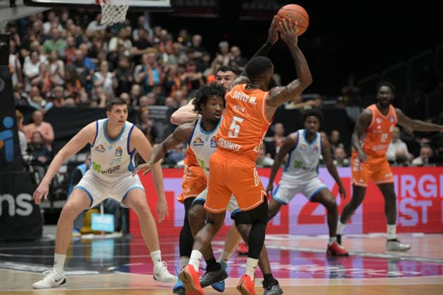 easyCredit Basketball Bundesliga, 33. Spieltag, Niners Chemnitz -Frankfurt Skyliners 07.05.2026 ab 18.30 Uhr Chemnitz, Chemnitz Arena Im Foto: Cory Davis(5) easyCredit Basketball Bundesliga, 33. Spieltag, Niners Chemnitz - Frankfurt Skyliners Chemnitz Sachsen Deutschland