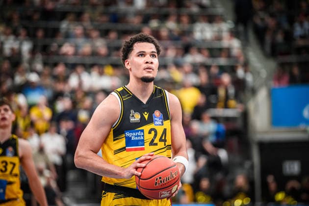 Brandon Tischler (MHP RIESEN Ludwigsburg, 24) GER, MHP Riesen Ludwigsburg vs. FC Bayern Muenchen Basketball, Basketball Bundesliga, easycredit BBL, 33. Spieltag, Spielzeit 2025 2026, 07.05.2026 GER, MHP Riesen Ludwigsburg vs. FC Bayern Muenchen Basketball, Basketball Bundesliga, easycredit BBL, 33. Spieltag, Spielzeit 2025 2026, 07.05.2026 Ludwigsburg Copyright: xSandyxDinkelackerx EP_SDR