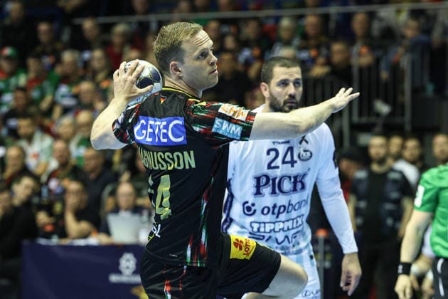 Omar Ingi Magnusson (SC Magdeburg,14) - Viertelfinale Handball Machineseeker Champions League Saison 2025-2026 SC Magdeburg vs. SC Pick Szeged in der GETEC Arena in Magdeburg - Aktion,Handball,Deutschland,07.05.2026