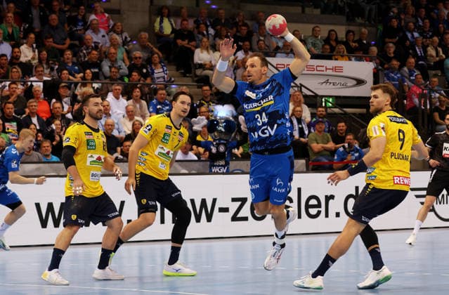 07.05.2026, Deutschland, Stuttgart, DAIKIN HBL Handball Bundesliga Saison 2025 2026, TVB Stuttgart vs. Rhein-Neckar Löwen, Kai Häfner (TVB) *** 07 05 2026, Germany, Stuttgart, DAIKIN HBL Handball Bundesliga season 2025 2026, TVB Stuttgart vs Rhein Neckar Löwen, Kai Häfner TVB