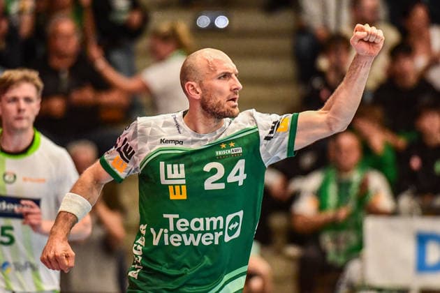 DAIKIN HBL Bundesliga: Frisch Auf! Göppingen - HSG Wetzlar; Göppingen, 07.05.2026 Marcel Schiller (Frisch Auf Göppingen, 24) jubelt nach dem verwandelten 7-Meter ; Göppingen, 07.05.2026 - 31. Spieltag der DAIKIN Handball-Bundesliga, Frisch Auf! Göppingen - HSG Wetzlar, EWS-Arena, Göppingen. Copyright: xBEAUTIFULxSPORTS Märklx