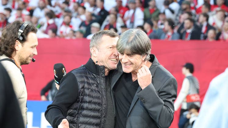 07.05.2026, xrekx, Fussball UEFA Europa League, SC Freiburg - Sporting Braga v.l. Lothar Matthäus Joachim Löw Loew (DFL DFB REGULATIONS PROHIBIT ANY USE OF PHOTOGRAPHS as IMAGE SEQUENCES and or QUASI-VIDEO) Freiburg