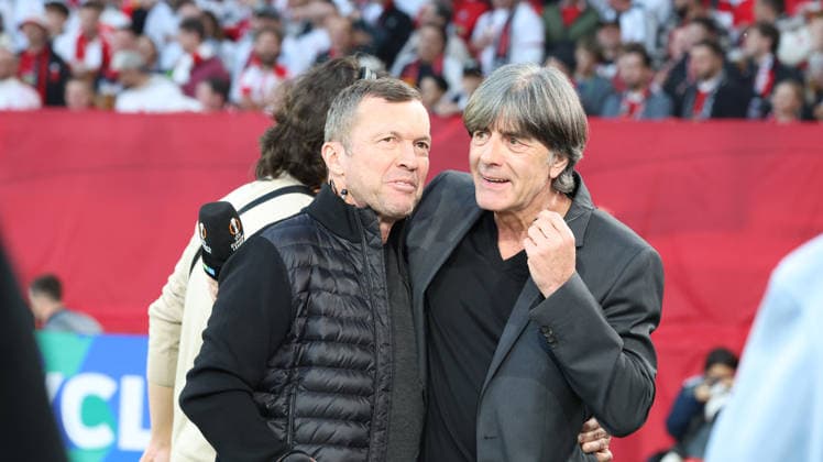 07.05.2026, xrekx, Fussball UEFA Europa League, SC Freiburg - Sporting Braga v.l. Lothar Matthäus Joachim Löw Loew (DFL DFB REGULATIONS PROHIBIT ANY USE OF PHOTOGRAPHS as IMAGE SEQUENCES and or QUASI-VIDEO) Freiburg