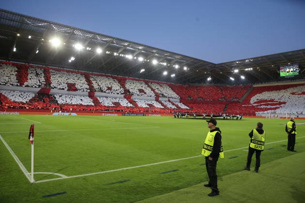 07.05.2026, xrekx, Fussball UEFA Europa League, SC Freiburg - Sporting Braga v.l. Freiburg Fans ,Stimmung, Schals, Ultras, Zuschauer, Besucher, Choreo, Choreografie, atmosphere, scarves, spectators, visitors (DFL DFB REGULATIONS PROHIBIT ANY USE OF PHOTOGRAPHS as IMAGE SEQUENCES and or QUASI-VIDEO) Freiburg