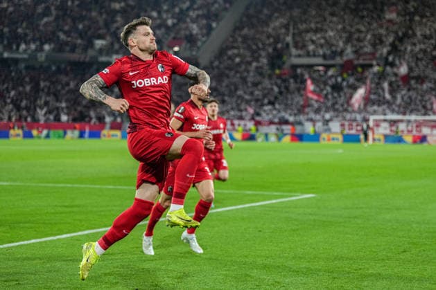 UEFA Europa League: SC Freiburg vs Sporting Braga, 07.04.2026 Torjubel zum 1:0 durch Lukas Kübler (SC Freiburg, 17) UEFA Europa League: SC Freiburg vs Sporting Braga, Europa-Park-Stadion, 07.04.2026 Copyright: xBEAUTIFULxSPORTS Boscox
