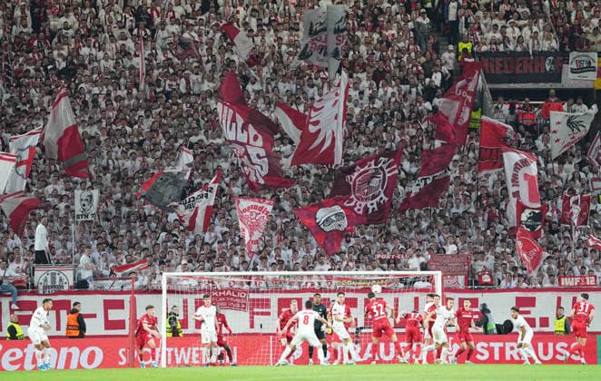 Freiburg fans (Germany) looks on during Freiburg and Braga, UEFA Europa League Semi final, Europa-Park Stadion, Freiburg, Germany on May 7, 2026. Thor Wegner DeFodi Images. (Photo by DeFodi Images) -