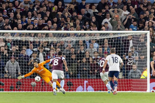 Aston Villa v Nottingham Forest, Europa League, Semi-Final GOAL scores 2-0 Aston Villa midfielder Emi Buendia (10) scores from penalty during the Europa League semi final second leg match between Aston Villa and Nottingham Forest at Villa Park, Birmingham, UK on 7 May 2026. Birmingham Villa Park West Midlands UK Editorial use only , Copyright: xManjitxNarotrax PSI-24205-0031