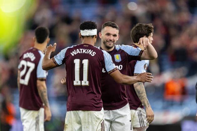 Aston Villa v Nottingham Forest, Europa League, Semi-Final Aston Villa midfielder John McGinn (7) celebrates win with Aston Villa forward Ollie Watkins (11) after the Europa League semi final second leg match between Aston Villa and Nottingham Forest at Villa Park, Birmingham, UK on 7 May 2026. Birmingham Villa Park West Midlands UK Editorial use only , Copyright: xManjitxNarotrax PSI-24205-0052