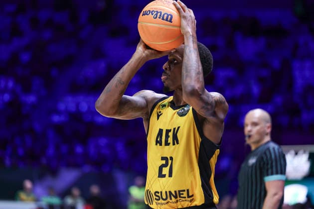 May 7, 2026, Badalona, Barcelona, Spain: James Nunnally of AEK BC in action during the Final Four Basketball Champions League Semi Finals basketball match played between AEK BC and Unicaja at Palau Olimpic Badalona on May 07, 2026 in Badalona, Barcelona, Spain. Badalona Spain - ZUMAa181 20260507_zaa_a181_155 Copyright: xJavierxBorregox