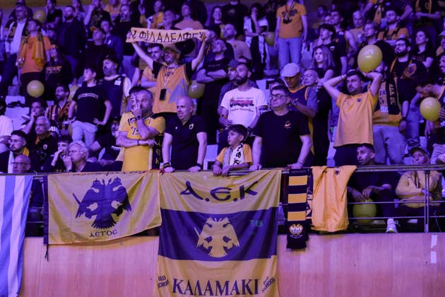 May 7, 2026, Badalona, Barcelona, Spain: Supporters of AEK BC during the Final Four Basketball Champions League Semi Finals basketball match played between AEK BC and Unicaja at Palau Olimpic Badalona on May 07, 2026 in Badalona, Barcelona, Spain. Badalona Spain - ZUMAa181 20260507_zaa_a181_158 Copyright: xJavierxBorregox