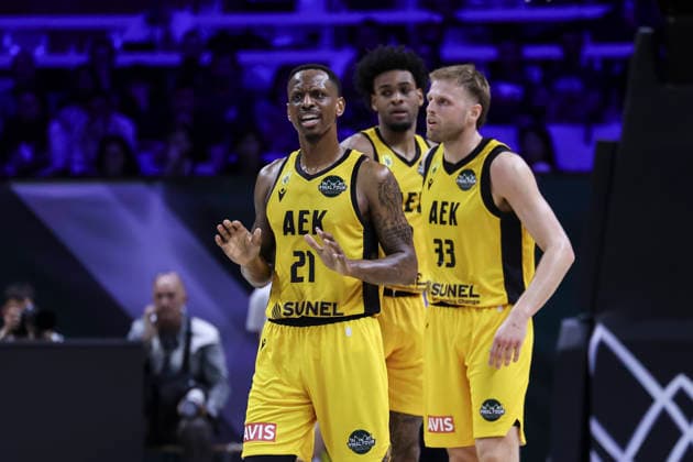 May 7, 2026, Badalona, Barcelona, Spain: James Nunnally of AEK BC gestures during the Final Four Basketball Champions League Semi Finals basketball match played between AEK BC and Unicaja at Palau Olimpic Badalona on May 07, 2026 in Badalona, Barcelona, Spain. Badalona Spain - ZUMAa181 20260507_zaa_a181_171 Copyright: xJavierxBorregox