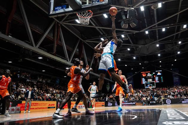 GER, easy-Credit Basketball-Bundesliga, Niners Chemnitz - Frankfurt Skyliners. 07.05.2026, Messe, Chemnitz, GER, easy-Credit Basketball-Bundesliga, Niners Chemnitz - Frankfurt Skyliners. Isaiah Swope (Frankfurt Skyliners 1) Foto Alexander Trienitz Chemnitz Messe Sachsen Deutschland