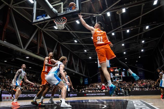 GER, easy-Credit Basketball-Bundesliga, Niners Chemnitz - Frankfurt Skyliners. 07.05.2026, Messe, Chemnitz, GER, easy-Credit Basketball-Bundesliga, Niners Chemnitz - Frankfurt Skyliners. Yordan Minchev (Niners Chemnitz, 91) Foto Alexander Trienitz Chemnitz Messe Sachsen Deutschland