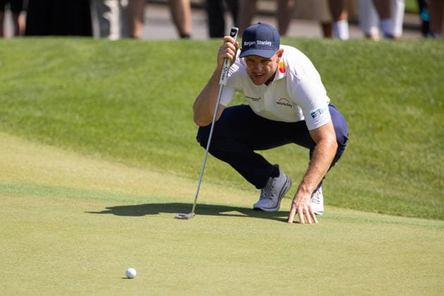 May 7, 2026: Justin Rose checks his line on the first hole during the first round of the 2026 Truist Championship at Quail Hollow Club in Charlotte, NC. ( CSM) Charlotte United States - ZUMAc04_ 20260507_zma_c04_037 Copyright: xScottxKinserx