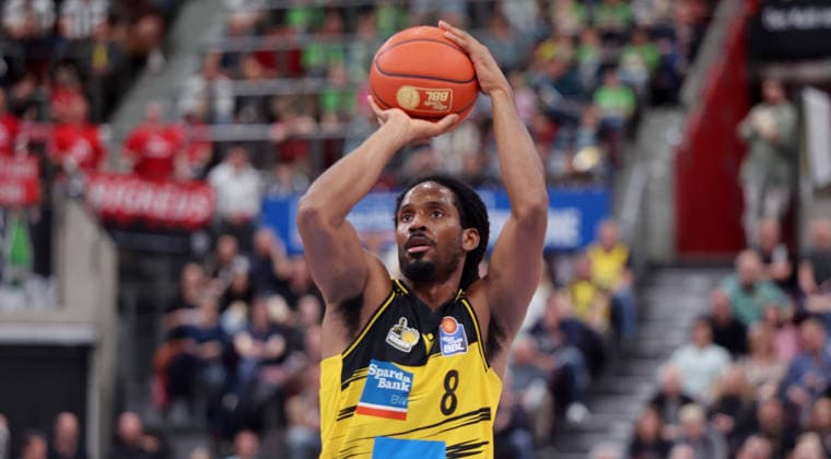 Ludwigsburg , easyCredit Basketball Bundesliga MHP Riesen Ludwigsburg vs. Bayern München , Terrell Harris ( Riesen )