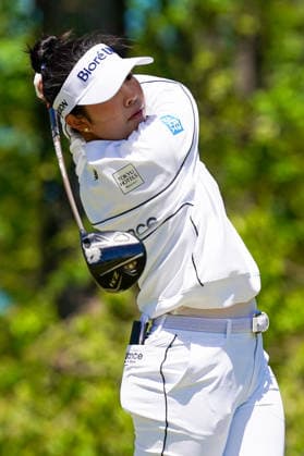 May 7, 2026, West Caldwell, New Jersey, USA: Ina Yoon (KOR) tees off the 18th hole during round 1 of the 2026 Mizuho Americas Open at Mountain Ridge Country Club. West Caldwell USA - ZUMAw109 20260507_fap_w109_034 Copyright: xDebbyxWongx