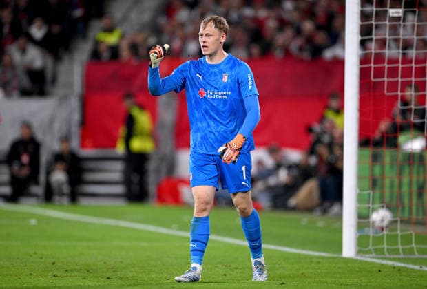 FUSSBALL EUROPA LEAGUE SAISON 2025 2026 Halbfinal Rueckspiel 07.05.2026 SC Freiburg - SC Braga Torwart Lukas Hornicek (SC Braga) *** FOOTBALL EUROPA LEAGUE SEASON 2025 2026 Semi-final second leg 07 05 2026 SC Freiburg SC Braga Goalkeeper Lukas Hornicek SC Braga