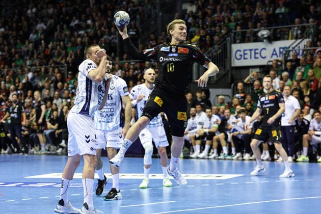 Gisli Kristjansson (SC Magdeburg,10) - Viertelfinale Handball Machineseeker Champions League Saison 2025-2026 SC Magdeburg vs. SC Pick Szeged in der GETEC Arena in Magdeburg - Aktion,Handball,Deutschland,07.05.2026