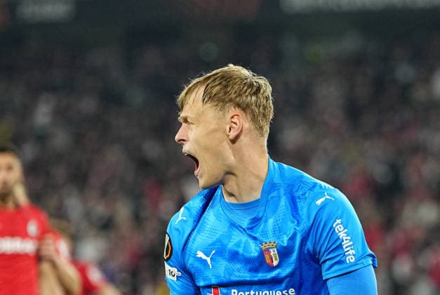 Lukas Hornicek (Braga) gestures during Freiburg and Braga, UEFA Europa League Semi final, Europa-Park Stadion, Freiburg, Germany on May 7, 2026. Thor Wegner DeFodi Images. (Photo by DeFodi Images) - *** Lukas Hornicek Braga gestures during Freiburg and Braga, UEFA Europa League Semi final, Europa Park Stadion, Freiburg, Germany on May 7, 2026 Thor Wegner DeFodi Images Photo by DeFodi Images