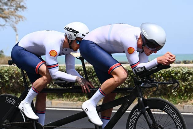 UCI Para Cycling Road World Cup: Round 3 Picture by Olly Hassell SWpix.com - 08 05 2026 - Cycling - UCI Para Cycling Road World Cup: Round 3 - Pescara, Abruzzo, Italy - Men B Individual Time Trial (ITT) Morgan Fice-Noyes piloted by Christopher Latham (Great Britain) Copyright: x xSWpix.comx(t axPhotographyxHubxLtd)xOllyxHassell SWpix.comx SWP-3030-13893