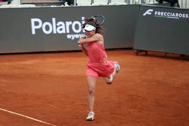 Italian Open 2026 tennis tournament ROME, ITALY - MAY 08: Turkish national tennis player Zeynep Sonmez competes against 5th seed Jessica Pegula (not seen) of the United States during their second-round match at the WTA, Tennis Damen Rome Open at the Foro Italico in Rome, Italy, on May 08, 2026. Baris Seckin Anadolu Rome Italy. Editorial use only. Please get in touch for any other usage.  Copyright: x2026xAnadoluxBarisxSeckinx