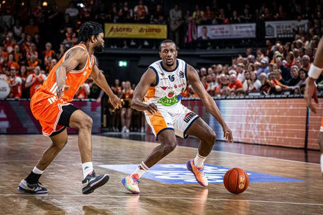 1. Basketball Bundesliga, easyCredit BBL, Saison 2025 2026, Herren, Hauptrunde, 33. Spieltag, 08.05.2026, RASTA Vechta - Rostock Seawolves Phillip Greene ( 16 - Rostock Seawolves) in Aktion Vechta RASTA Dome Niedersachsen Deutschland