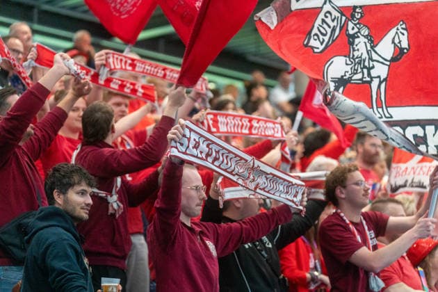 Gaestefans der Bamberg Baskets Syntainics MBC vs. Bamberg Baskets, Basketball, Basketball-Bundesliga, 33. Spieltag, Saison 2025 2026, 08.05.2026 Syntainics MBC vs. Bamberg Baskets, Basketball, Basketball-Bundesliga, 33. Spieltag, Saison 2025 2026, 08.05.2026 Weißenfels Copyright: xEibner-Pressefoto PiaxSchindlerx EP_PSR