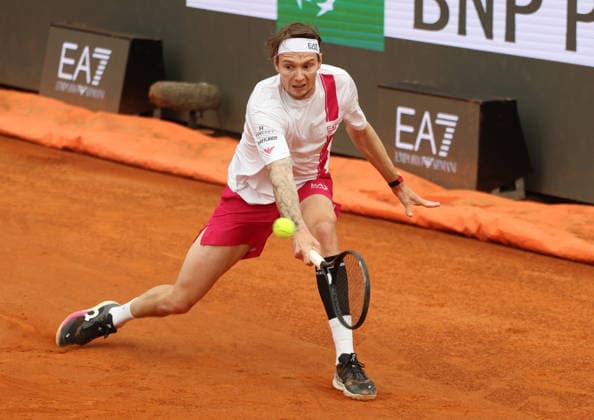 May 8, 2026, Rome, Lazio, Italy: ALEXANDER BUBLIK of Kazakhstan during the match against S. Baez of Argentina in the second round of tennis tournament ATP, Tennis Herren 1000 Internazionali BNL DÃ¢â‚¬â ¢Italia, Rome, Italy. Bublik won 6:1, 6:2 Rome Italy - ZUMAc278 20260508_zsp_c278_041 Copyright: xMarcinxCholewinskix
