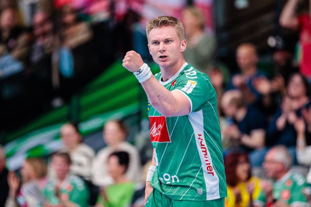 Daniel Astrup Pedersen (GWD Minden, 03) im Torjubel GER, GWD Minden vs. Bergischer HC, Handball, 1. Bundesliga, 31. Spieltag, Spielzeit 2025 2026, 08.05.2026 GER, GWD Minden vs. Bergischer HC, Handball, 1. Bundesliga, 31. Spieltag, Spielzeit 2025 2026, 08.05.2026 Minden Copyright: xEibner-Pressefoto JanxRollingerx EP_JSK