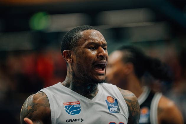 BB-TS Herren Syntainics MBC - BMA365 Bamberg Baskets Charles Callison (Syntainics MBC) waehrend der Saison 2025-2026 in der EasyCredit Bundesliga zwischen Syntainics MBC und BMA365 Bamberg Baskets in der Stadthalle Weissenfels am 8. May 2026 in Weissenfels, Sachsen Anhalt, Deutschland