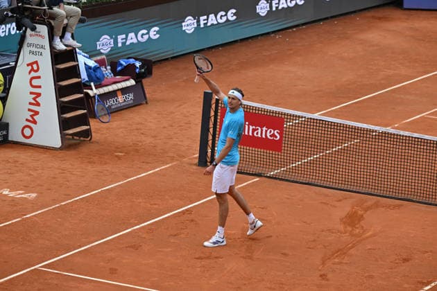 RECORD DATE NOT STATED 8th May 2026, Foro Italico, Rome, Italy; Italian Open Tennis, Day 5; Alexander Zverev GER celebrate victory against Daniel Altmaier GER AllShotLive