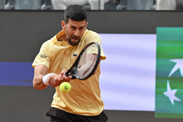 RECORD DATE NOT STATED 8th May 2026, Foro Italico, Rome, Italy; Italian Open Tennis, Day 5; Novak Djokovic SRB in action during men s singles match AllShotLive