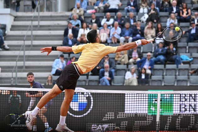 RECORD DATE NOT STATED 8th May 2026, Foro Italico, Rome, Italy; Italian Open Tennis, Day 5; Novak Djokovic SRB in action during men s singles match AllShotLive