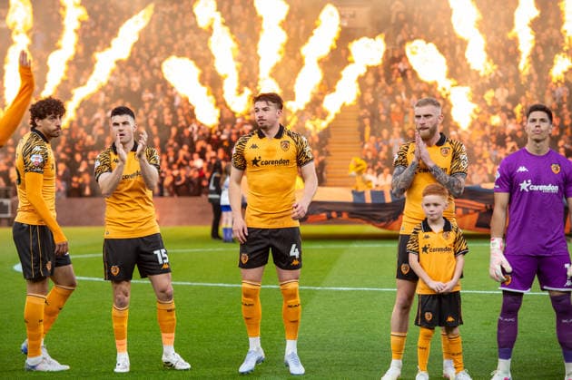Hull City v Millwall Sky Bet Championship Hull City players ahead of the Sky Bet Championship Play-Off Semi-Final First Leg match between Hull City and Millwall at the MKM Stadium, Hull. 08 05 2026 UK Newspapers OUT Copyright: xMattxWilkinsonx FIL-23397-0082