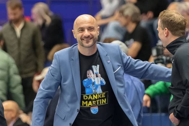 Milenko Bogicevic (MBC, Head Coach), Syntainics MBC vs. BMA365 Bamberg Baskets, Basketball, 1. Bundesliga, Maenner, 33. Spieltag, Saison 2025 26, 08.05.2026. Weißenfels Stadthalle Sachsen-Anhalt Deutschland
