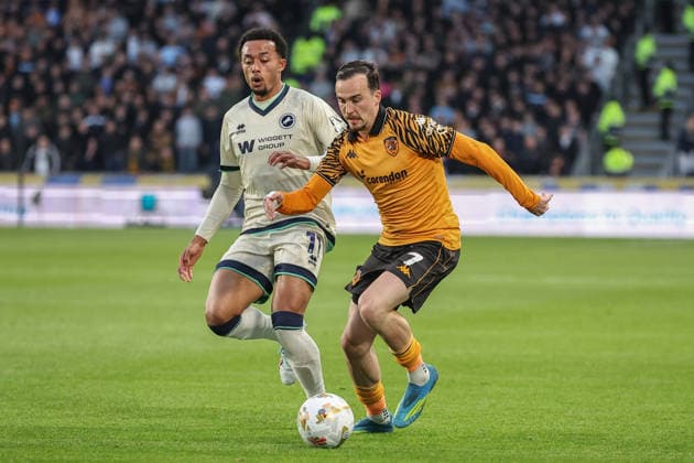 Hull City v Millwall Sky Bet Championship Liam Millar of Hull City in action during the Sky Bet Championship Play-Off Semi-Final First Leg match at the MKM Stadium, Hull 08 05 2026 UK Newspapers OUT Copyright: xDavidxGreavesx FIL-23400-0022