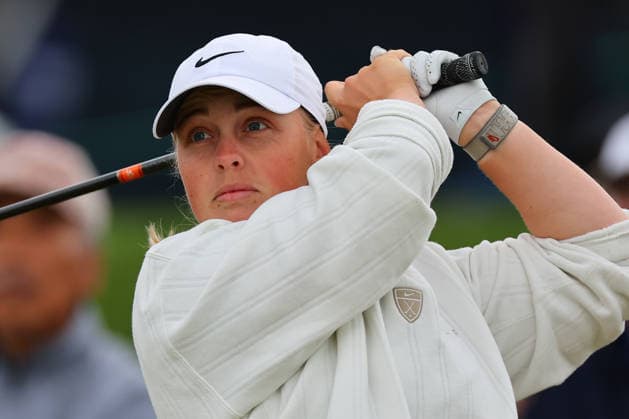 WEST CALDWELL, NJ - MAY 08: Maja Stark of Sweden tees off at the tenth tee during the second round of the Mizuho Americas Open on May 7, 2026 at Mountain Ridge Country Club in West Caldwell, New Jersey. (Photo by Rich Graessle Icon Sportswire) GOLF: MAY 08 LPGA, Golf Damen Mizuho Americas Open EDITORIAL USE ONLY Icon260508253072