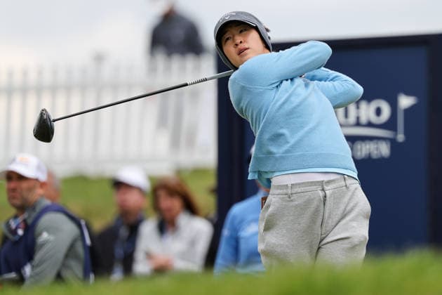 WEST CALDWELL, NJ - MAY 08: Andrea Lee of the United States tees off at the first tee during the second round of the Mizuho Americas Open on May 8, 2026 at Mountain Ridge Country Club in West Caldwell, New Jersey. (Photo by Andrew Mordzynski Icon Sportswire) GOLF: MAY 08 LPGA, Golf Damen Mizuho Americas Open EDITORIAL USE ONLY Icon2605087733378