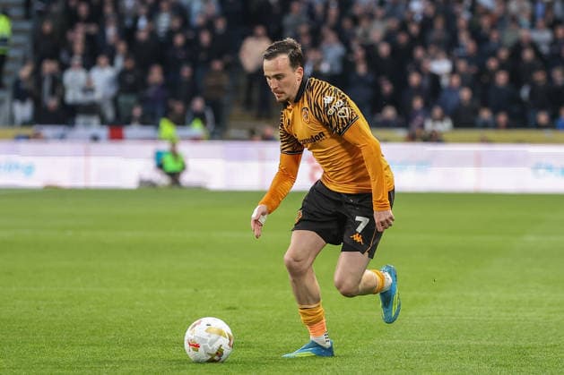 Hull City v Millwall Sky Bet Championship Liam Millar of Hull City in action during the Sky Bet Championship Play-Off Semi-Final First Leg match at the MKM Stadium, Hull 08 05 2026 UK Newspapers OUT Copyright: xDavidxGreavesx FIL-23400-0083
