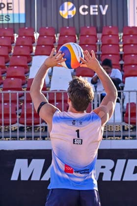 May 9, 2026, Madrid, Madrid, Spain: FLORIAN BREER of Switzerland during the men s preliminary round match (Pool D) between the German national team, Nationalteam and the Spanish national team, held at the Beach Pro Tour Futures Madrid 2026 at the Parque Deportivo Puerta de Hierro on May 8, 2026, in Madrid, Spain. Madrid Spain - ZUMAc312 20260509_zsp_c312_048 Copyright: xOscarxManuelxSanchezx