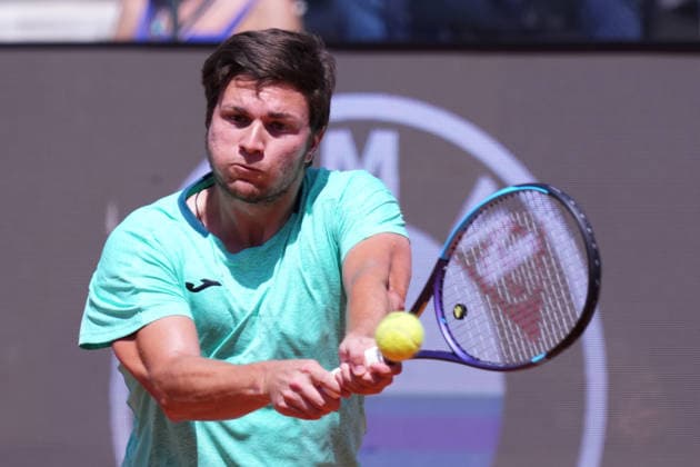 Miomir Kecmqnovic (SRB) during the match between Andrey Rublev vs Miomir Kecmqnovic (SRB) at the Italian Open in Rome, Saturday, May 9, 2026. (Alfredo Falcone LaPresse)  Copyright: xAlfredoxFalcone LaPressex