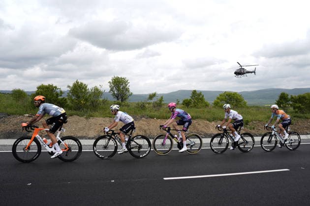 The pack rides cycles during Stage 2 of the Giro d™Italia, from Burgas to Veliko Tarnovo, Bulgaria, Saturday, May 9, 2026.  Copyright: xFabioxFerrari LaPressex