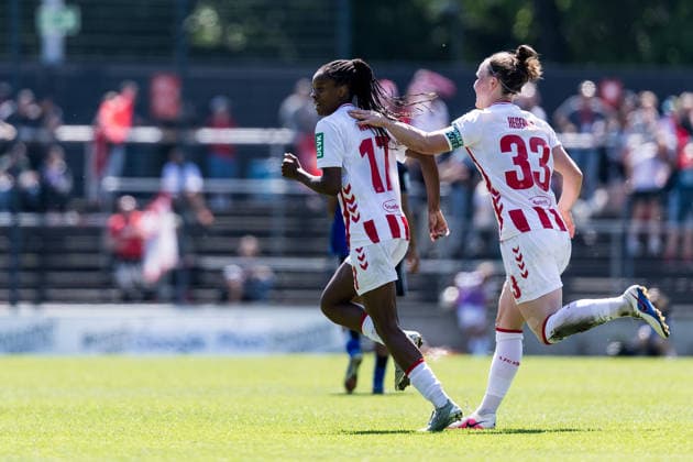 Google Pixel Frauen-Bundesliga, 1. FC Köln - Hamburger SV; 09.05.2026 Jubel zum 1:0 durch Lydia Andrade (1. FC Köln, 17), Tor, Torjubel Google Pixel Frauen-Bundesliga, 1. FC Köln - Hamburger SV, Köln, Franz-Kremer-Stadion am 09.05.2026 DFB REGULATIONS PROHIBIT ANY USE OF PHOTOGRAPHS AS IMAGE SEQUENCES AND OR QUASI-VIDEO. Copyright: xBEAUTIFULxSPORTS Wunderlx
