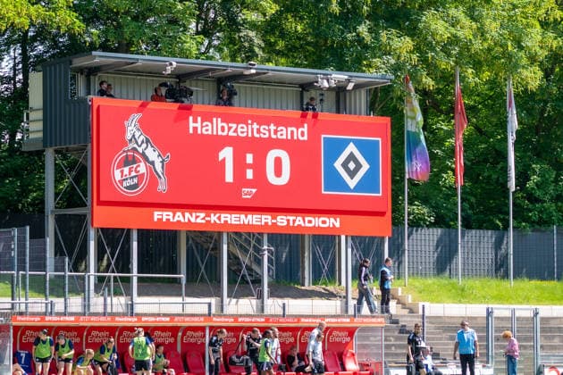 Deutschland: Fussball Google Pixel Frauen-Bundesliga 2025 2026 - 1.FC Köln vs Hamburger SV - 25. Spieltag - Franz-Kremer-Stadion (Köln): Symbolfoto, Halbzeitstand 1:0 Copyright: xOrhanxHabashx