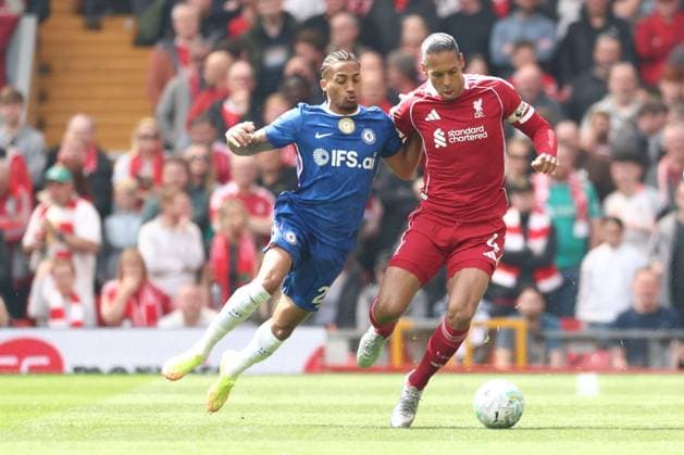 Joao Pedro of Chelsea, Virgil van Dijk of Liverpool and Cole Palmer of Chelsea Liverpool v Chelsea, Premier League, Football, Anfield, Liverpool , UK - 09 May 2026Liverpool Anfield United Kingdom EDITORIAL USE ONLY No use with unauthorised audio, video, data, fixture lists, club league logos or live services. Online in-match use limited to 120 images, no video emulation. No use in betting, games or single club league player publications. Copyright: xRyanxBrowne Shutterstockx 16861683ab