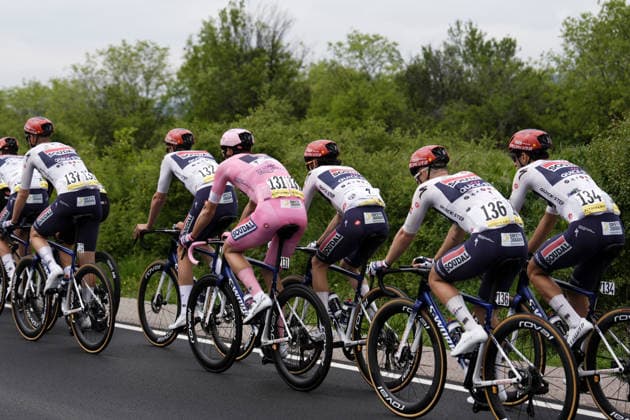 The pack rides cycles during Stage 2 of the Giro d™Italia, from Burgas to Veliko Tarnovo, Bulgaria, Saturday, May 9, 2026.  Copyright: xFabioxFerrari LaPressex
