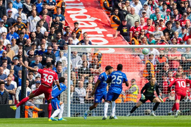 Football - FA Premier League - Liverpool FC v Chelsea FC LIVERPOOL, ENGLAND - Saturday, May 9, 2026: Liverpool s Ryan Gravenberch scores the first goal during the FA Premier League match between Liverpool FC and Chelsea FC at Anfield. (Photo by David Rawcliffe Propaganda) LIVERPOOL Anfield MERSEYSIDE ENGLAND  Copyright: xDavidxRawcliffex P2026-05-09-Liverpool_Chelsea-15