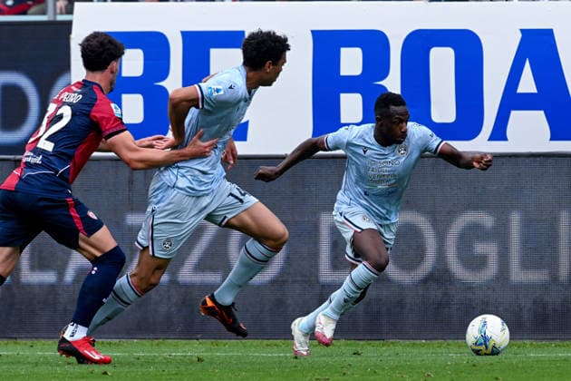 Udinese s Hassane Kamara in action during the Serie A soccer match between Cagliari Calcio and Udinese at the Unipol Domus in Cagliari, Sardinia - Saturday 9th May. - Soccer  Copyright: xGianlucaxZuddas LaPressex