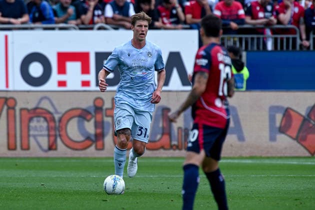 Udinese s Thomas Thiesson Kristensen in action during the Serie A soccer match between Cagliari Calcio and Udinese at the Unipol Domus in Cagliari, Sardinia - Saturday 9th May. - Soccer  Copyright: xGianlucaxZuddas LaPressex